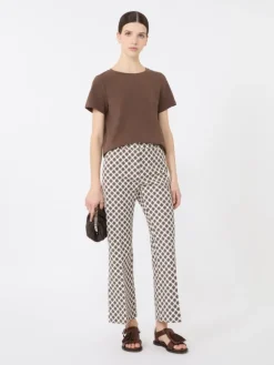 Stretch jersey basic T-shirt - CHOCOLATE