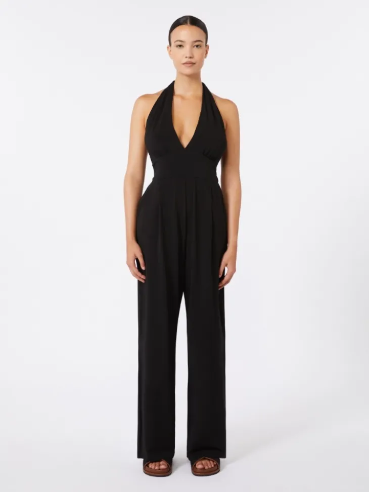 Stretch jersey jumpsuit - BLACK