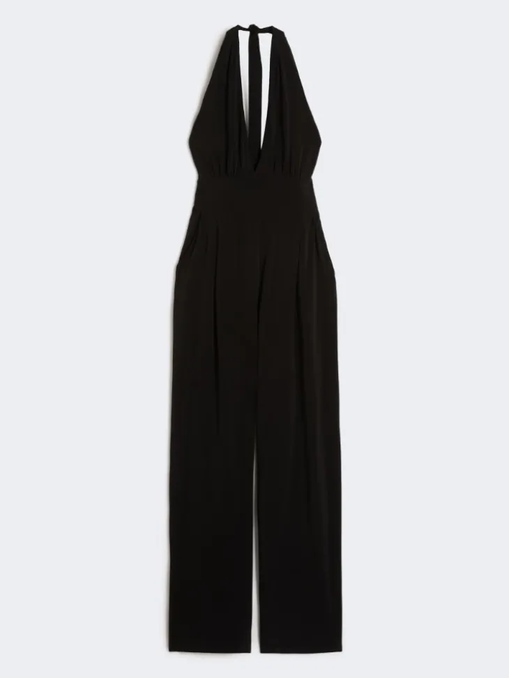 Stretch jersey jumpsuit - BLACK