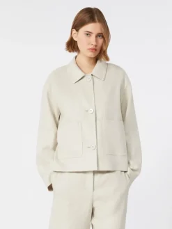 Stretch linen and cotton jacket - IVORY