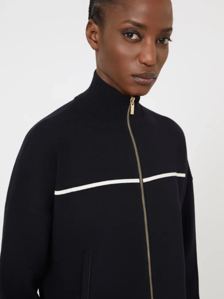 Stretch viscose boxy cardigan - NAVY