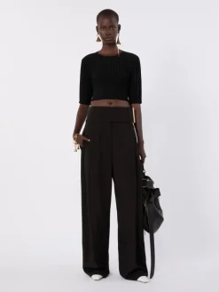 Stretch viscose crop top - BLACK