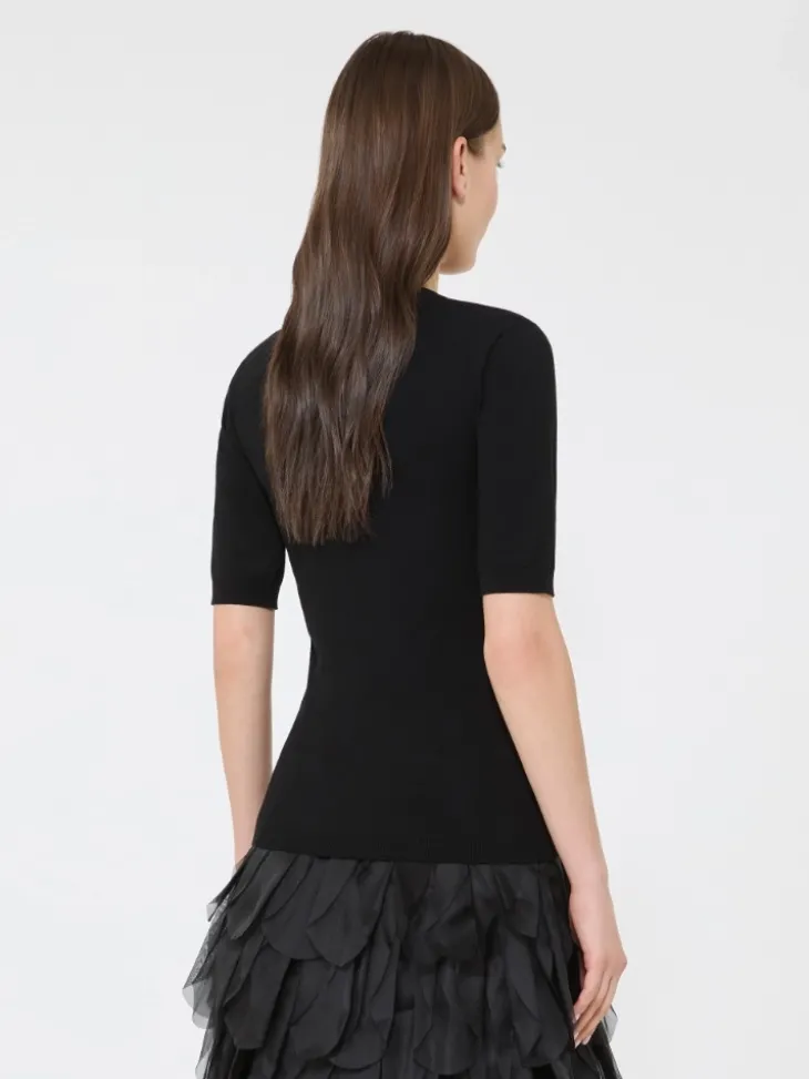 Stretch viscose jumper - BLACK