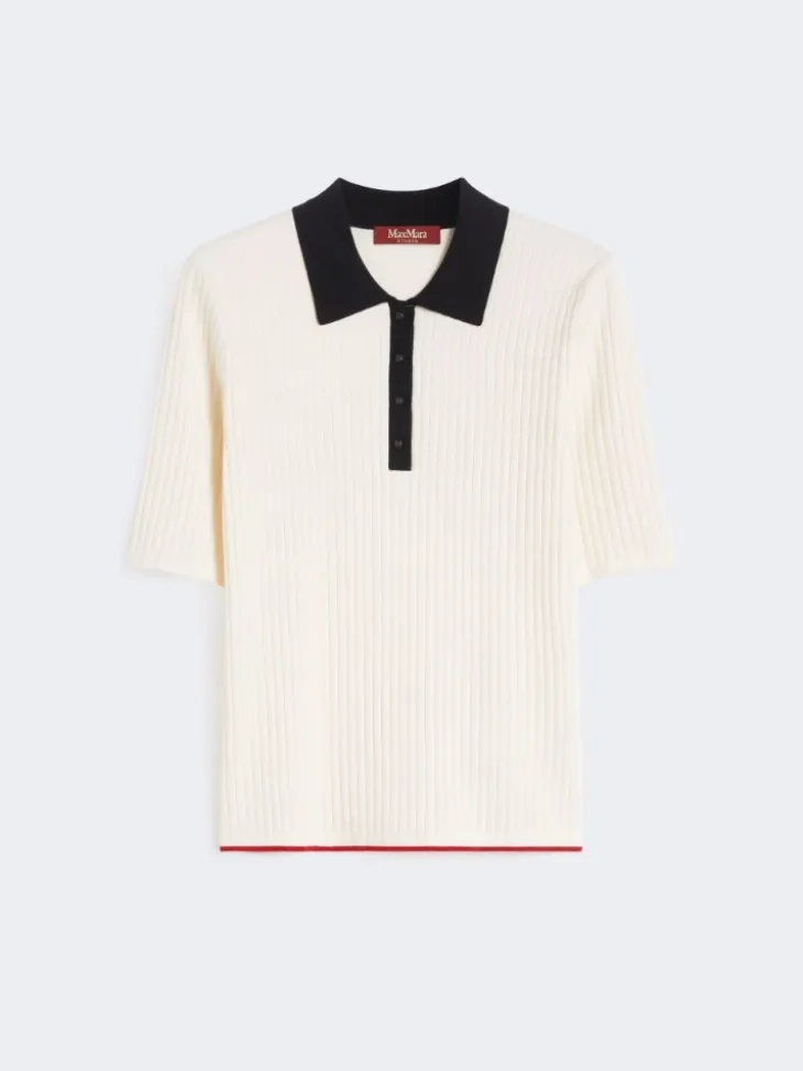 Stretch viscose jumper - WHITE BLUE