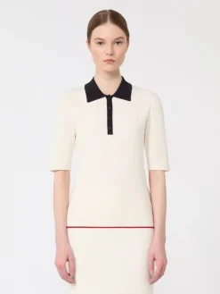 Stretch viscose jumper - WHITE BLUE