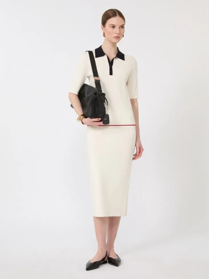 Stretch viscose pencil skirt - WHITE