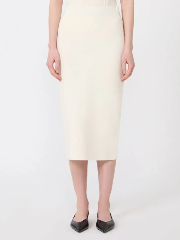 Stretch viscose pencil skirt - WHITE