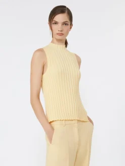 Stretch viscose yarn jumper - LIGHT YELLOW