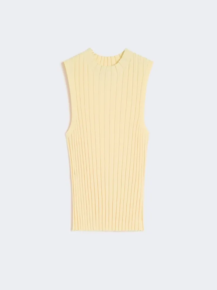 Stretch viscose yarn jumper - LIGHT YELLOW