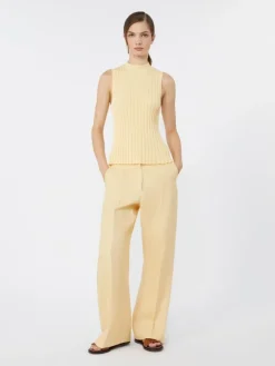 Stretch viscose yarn jumper - LIGHT YELLOW