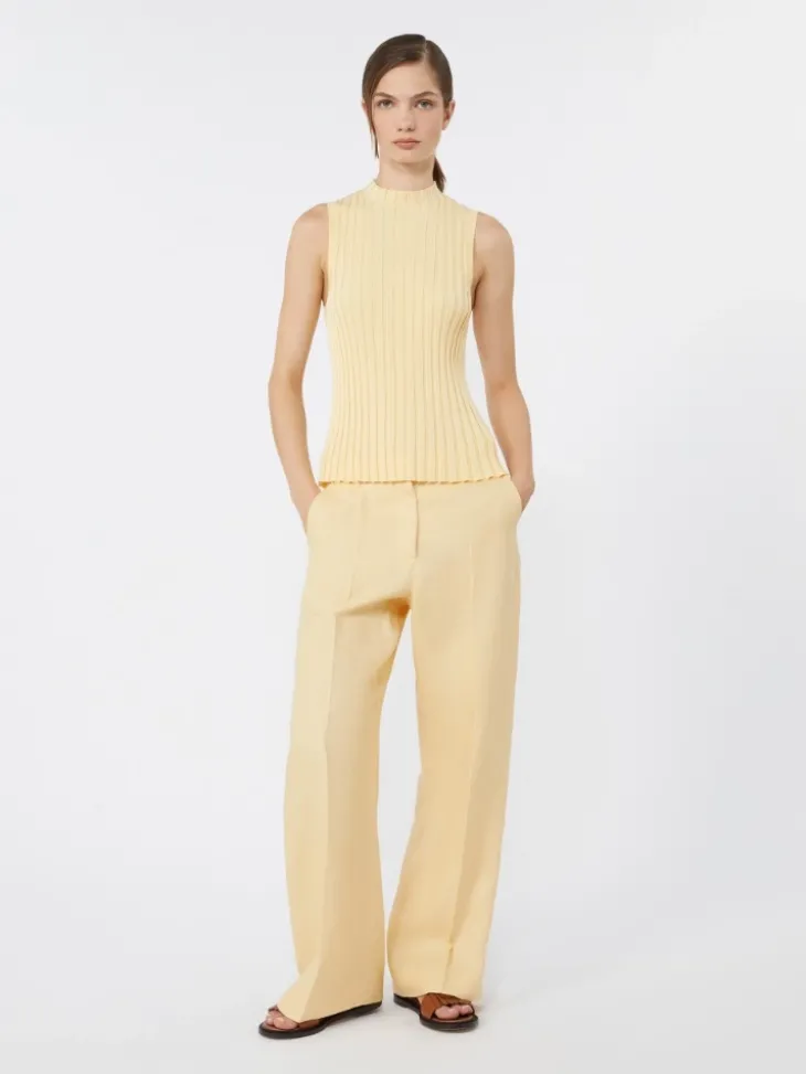 Stretch viscose yarn jumper - LIGHT YELLOW