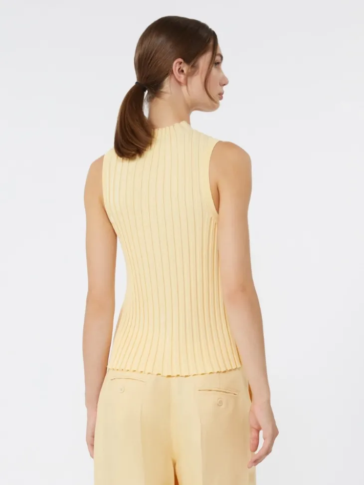Stretch viscose yarn jumper - LIGHT YELLOW
