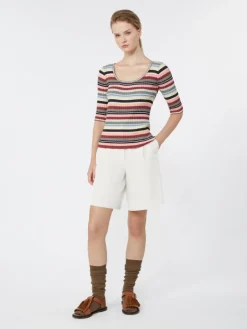 Stretch viscose yarn ribbed jumper - MULTICOLOUR