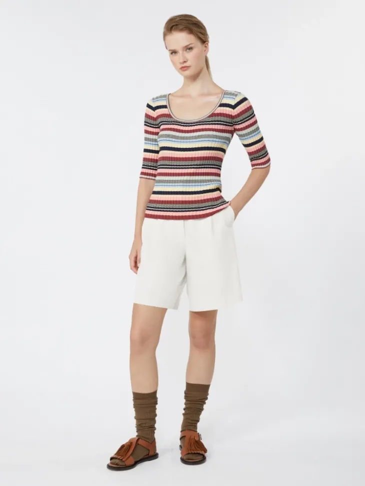 Stretch viscose yarn ribbed jumper - MULTICOLOUR
