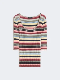 Stretch viscose yarn ribbed jumper - MULTICOLOUR