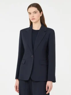 Stretch wool blazer - NAVY