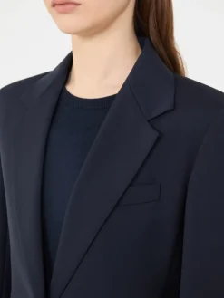 Stretch wool blazer - NAVY