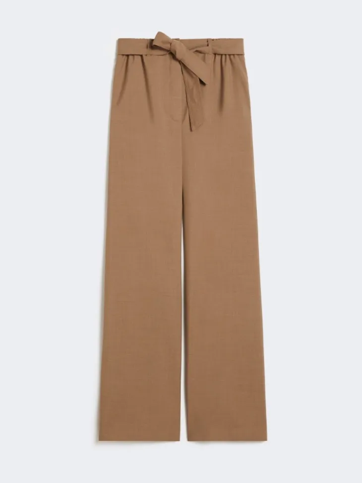 Stretch wool cloth trousers - HAZELNUT BROWN