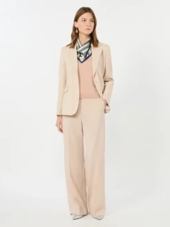 Stretch wool palazzo trousers - POWDER