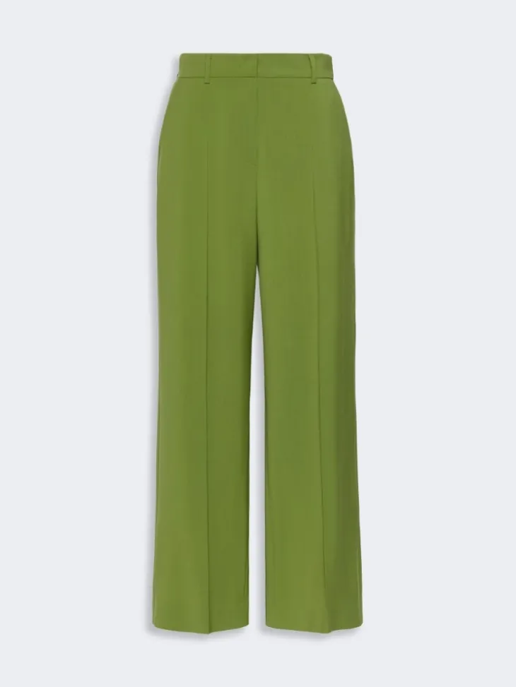 Stretch wool palazzo trousers - GREEN