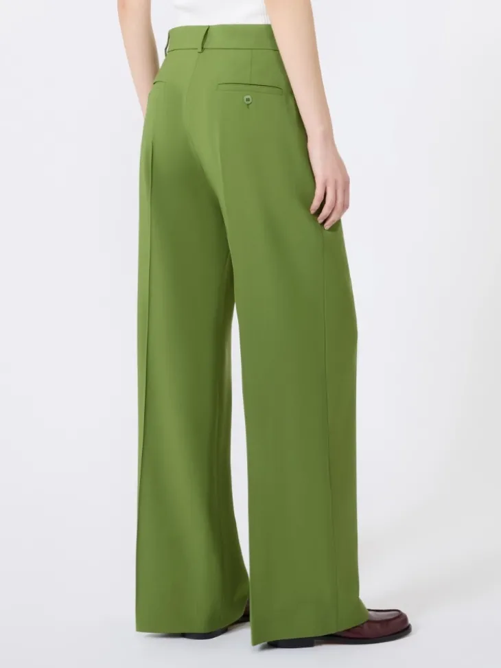 Stretch wool palazzo trousers - GREEN