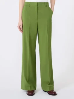 Stretch wool palazzo trousers - GREEN
