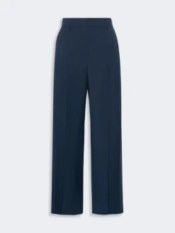 Stretch wool palazzo trousers - NAVY