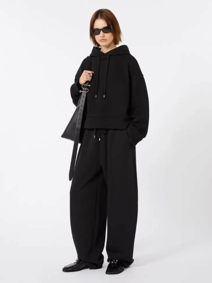 Stretch-cotton hooded sweatshirt - BLACK
