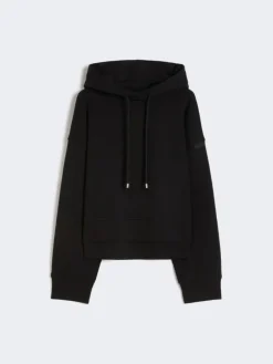 Stretch-cotton hooded sweatshirt - BLACK