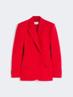 Stretch-wool double-breasted blazer - RED