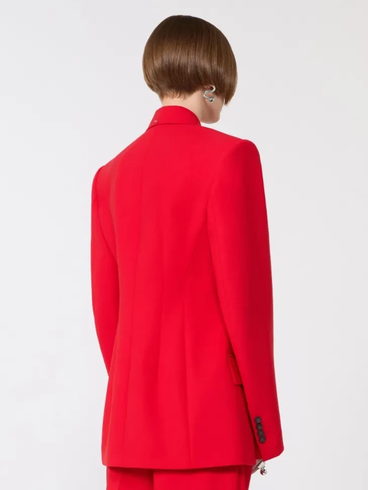 Stretch-wool double-breasted blazer - RED