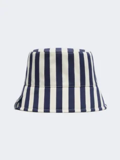 Striped cotton cloche hat - ULTRAMARINE