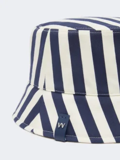 Striped cotton cloche hat - ULTRAMARINE