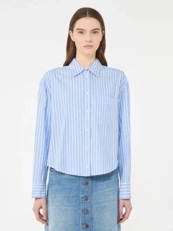 Striped cotton Oxford shirt - LIGHT BLUE