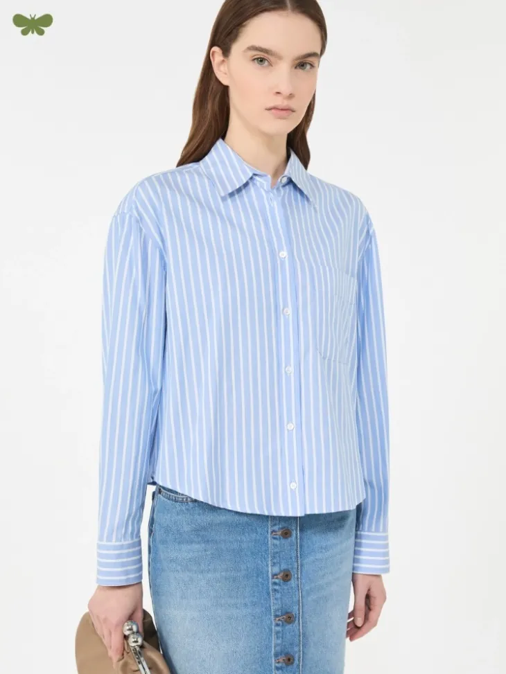 Striped cotton Oxford shirt - LIGHT BLUE