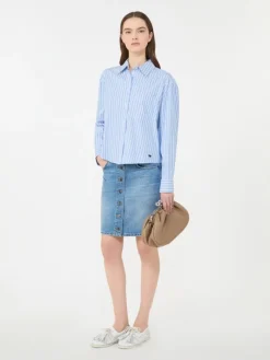 Striped cotton Oxford shirt - LIGHT BLUE
