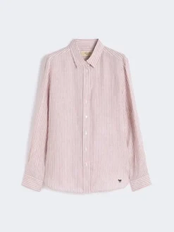 Striped linen canvas shirt - ANTIQUE ROSE