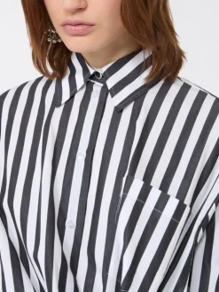 Striped poplin shirt - BLACK