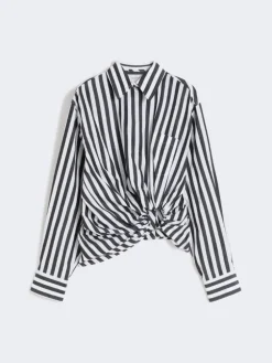Striped poplin shirt - BLACK