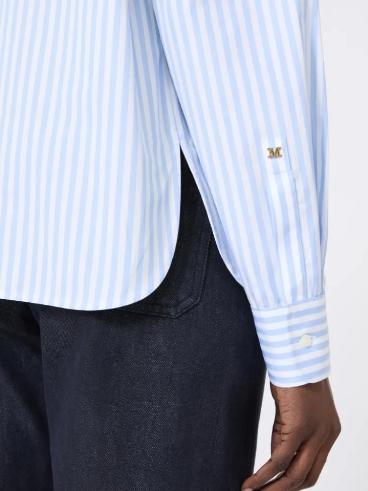 Striped poplin shirt - LIGHT BLUE