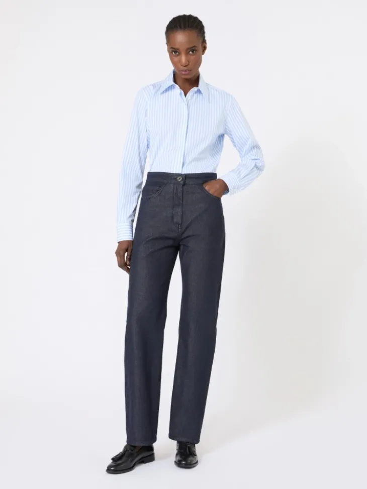Striped poplin shirt - LIGHT BLUE