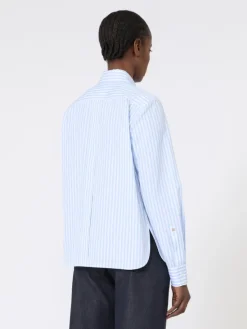 Striped poplin shirt - LIGHT BLUE