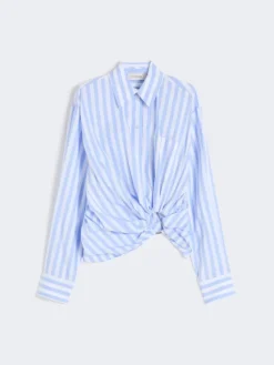 Striped poplin shirt - LIGHT BLUE