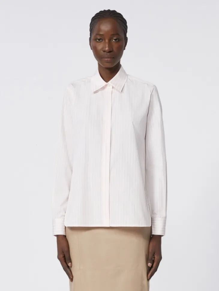Striped poplin shirt - PINK