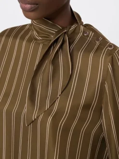 Stripe-print silk blouse - KAKI