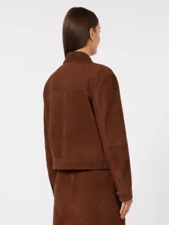 Suede boxy jacket - CHOCOLATE