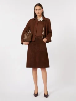 Suede boxy jacket - CHOCOLATE