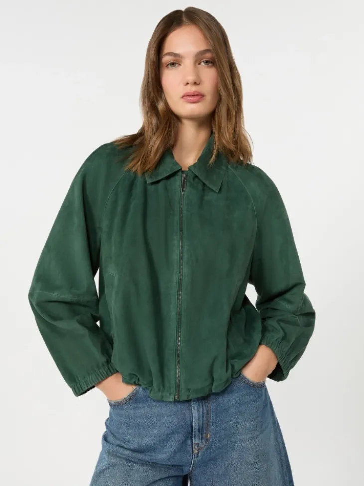 Suede jacket - DARK GREEN