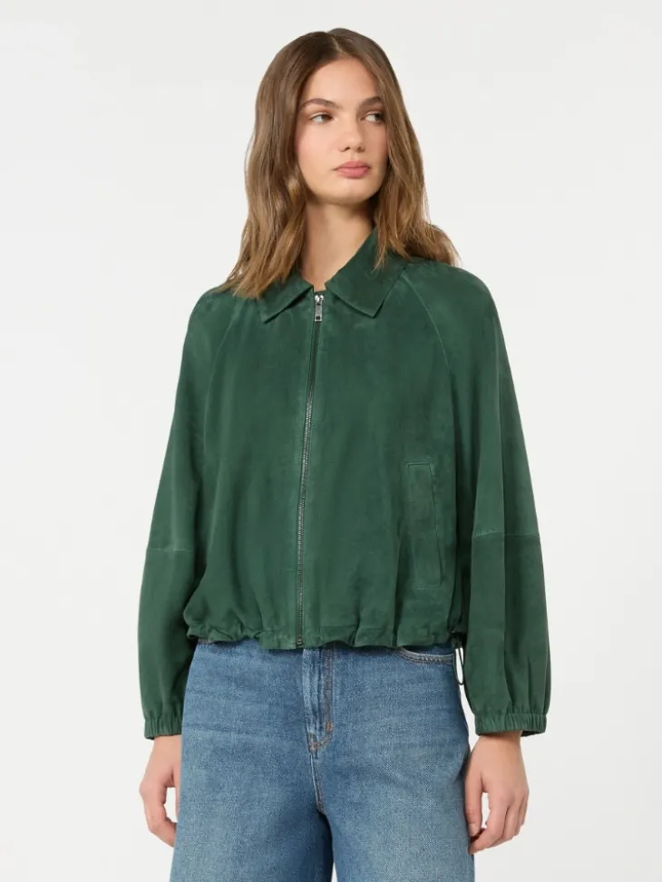 Suede jacket - DARK GREEN