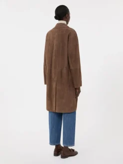 Suede overcoat - BROWN